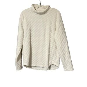 J.Crew Quilted Turtleneck Sweatshirt Ivory size Medium NWT Cozy Pullover